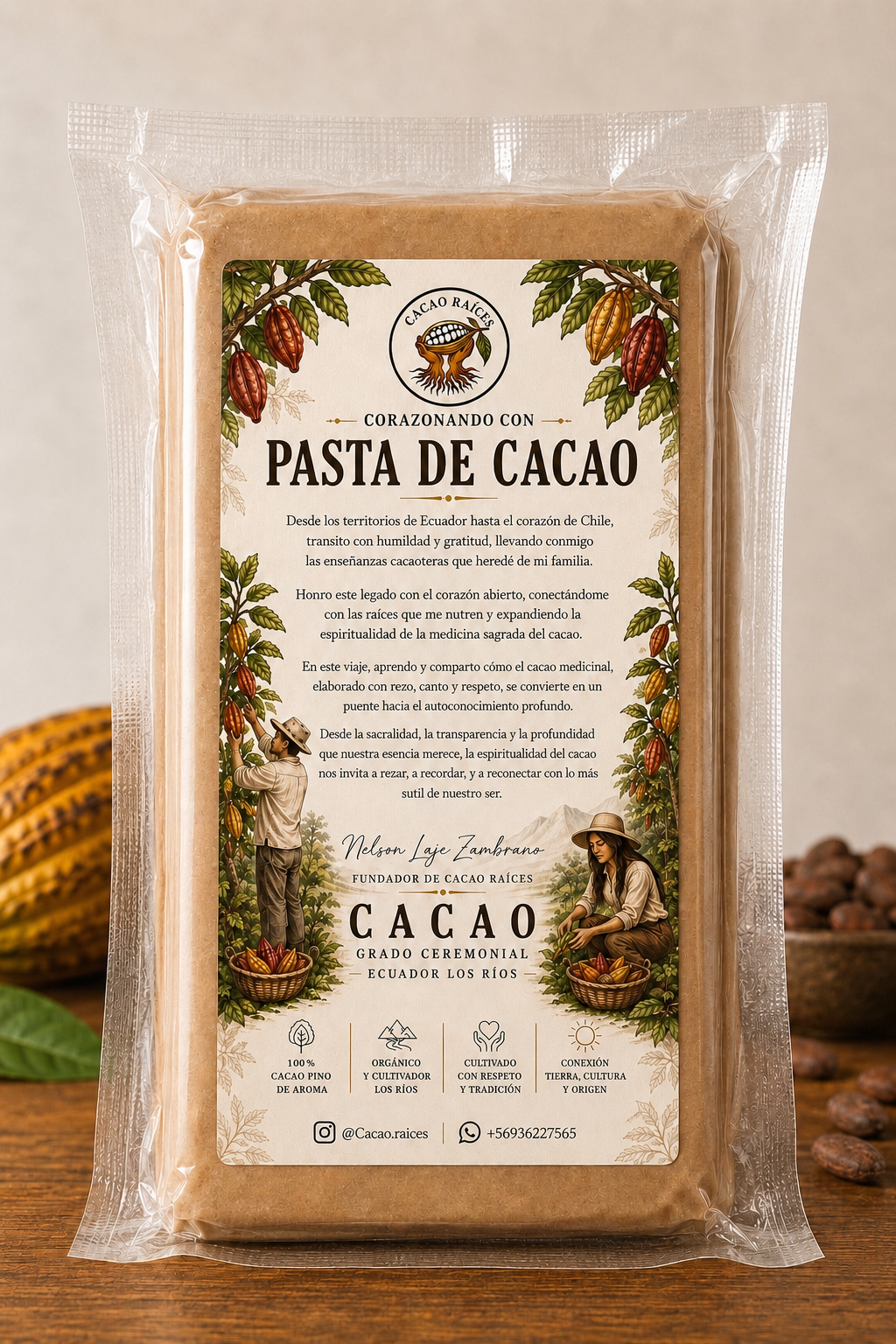 Pasta de Cacao ceremonial tradicional 250 g